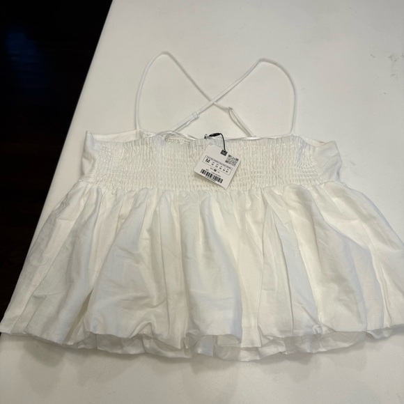 Zara Women’s White Poplin Tank Top Adjustable Straps Buttons Sz M NWT - Picture 12 of 12